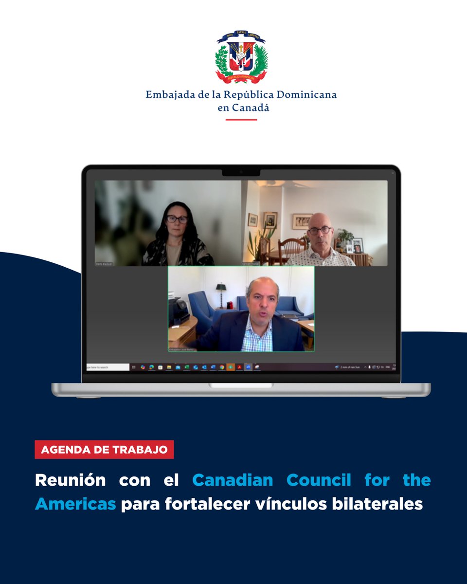 Dominican Embassy in Canada (@rdencanada) on Twitter photo El emb. <a href="/JoseBlanco/">Jose Blanco</a> sostuvo una reunión con el Sr. Kenneth Frankel, presidente del <a href="/CCACANADA/">Canadian Council for the Americas</a>. Durante el encuentro se abordaron temas clave para fortalecer las relaciones bilaterales entre la República Dominicana y Canadá, como el impulso al comercio y la diversificación de El emb. <a href="/JoseBlanco/">Jose Blanco</a> sostuvo una reunión con el Sr. Kenneth Frankel, presidente del <a href="/CCACANADA/">Canadian Council for the Americas</a>. Durante el encuentro se abordaron temas clave para fortalecer las relaciones bilaterales entre la República Dominicana y Canadá, como el impulso al comercio y la diversificación de
