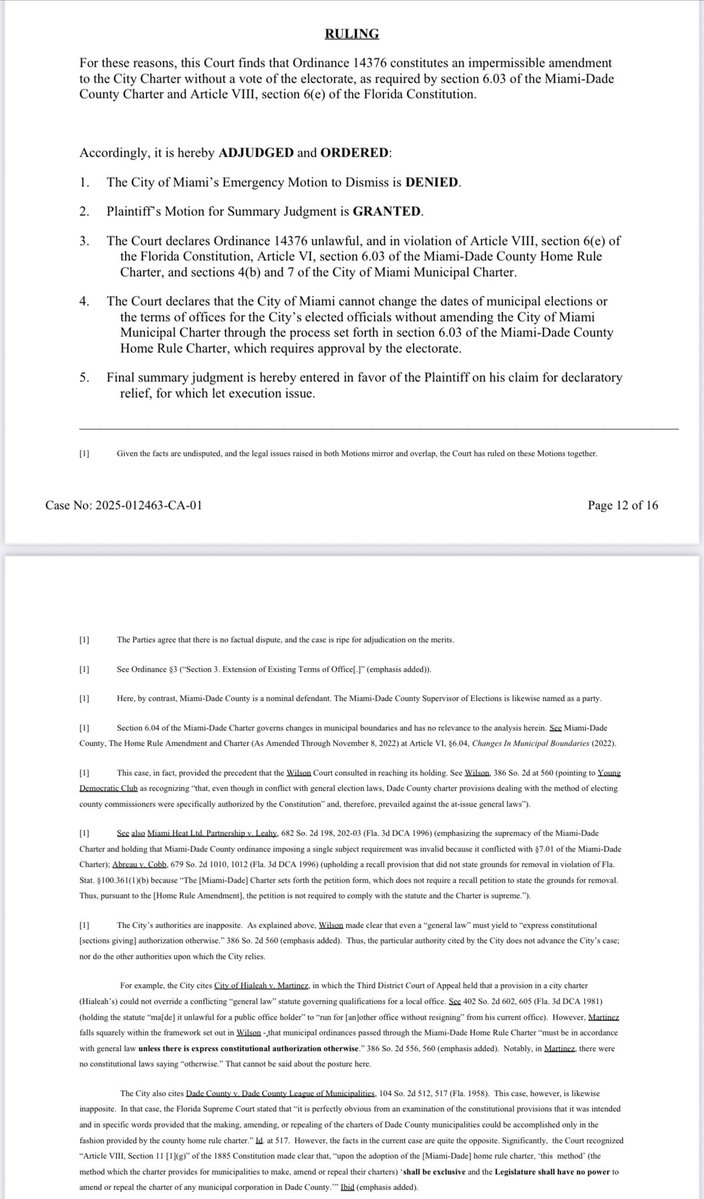 CBoomerVazquez's tweet image. "While we respectfully disagree with the trial court’s decision, we are confident in the strength of our case and remain optimistic about the outcome on appeal." -@CityofMiami Office of the City Attorney #NOTICEOFAPPEAL #Miami #Elections Background: youtube.com/watch?v=u1KJxA…
