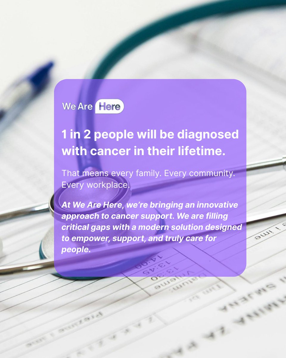 While clinical treatments continue to evolve, the human experience of cancer care remains fragmented:

-Patients still navigate complex systems alone
-Caregivers go unsupported
-Communities lack coordinated tools to help

We Are Here to change that. #WeArehere #cancersupport