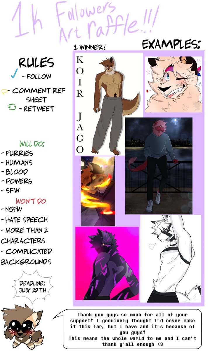 SillySauceStar's tweet image. Art raffle is up!!
Rules:
- Follow
- Comment your ref sheet
- retweet
🚨Deadline: July 29th🚨
Thank you guys so much for all the support!💜