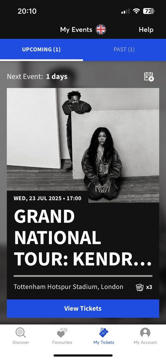 3 standing tickets Ava for Kendrick Lamar / SZA in London on Wednesday - face value