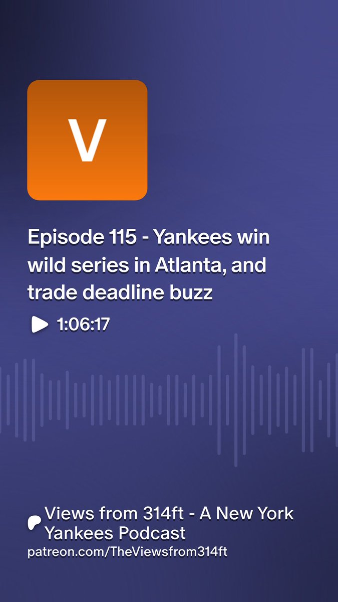 ChrisKirschner's tweet image. A new episode of @ViewsFrom314ft is out now! @pamsson and I discuss:
- The Yankees' wild series in Atlanta
- How do the Yankees feel about Spencer Jones?
- The latest on Eugenio Suárez and Ke'Bryan Hayes
- And much more
25% off annual subscription ⬇️
patreon.com/posts/episode-…
