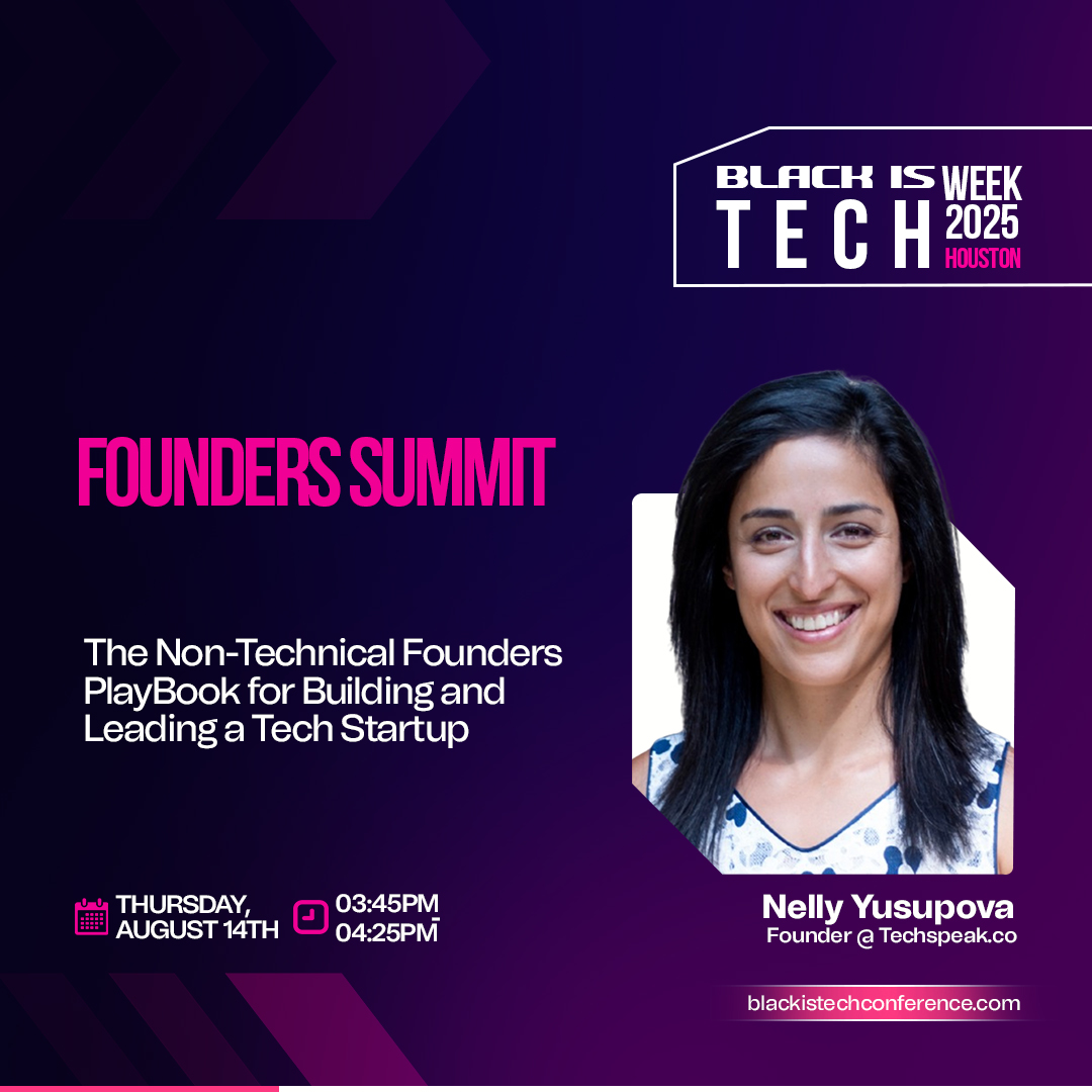 DigitalWoman's tweet image. 🎉 I’m thrilled to be speaking at @blackistech  happening Aug 11–16 in Houston!

💡 I’m leading 2 sessions on AI &amp;amp; startup building ... and I have FREE VIP tickets to give away 👇

#BlackIsTech #TechConference #HoustonTech