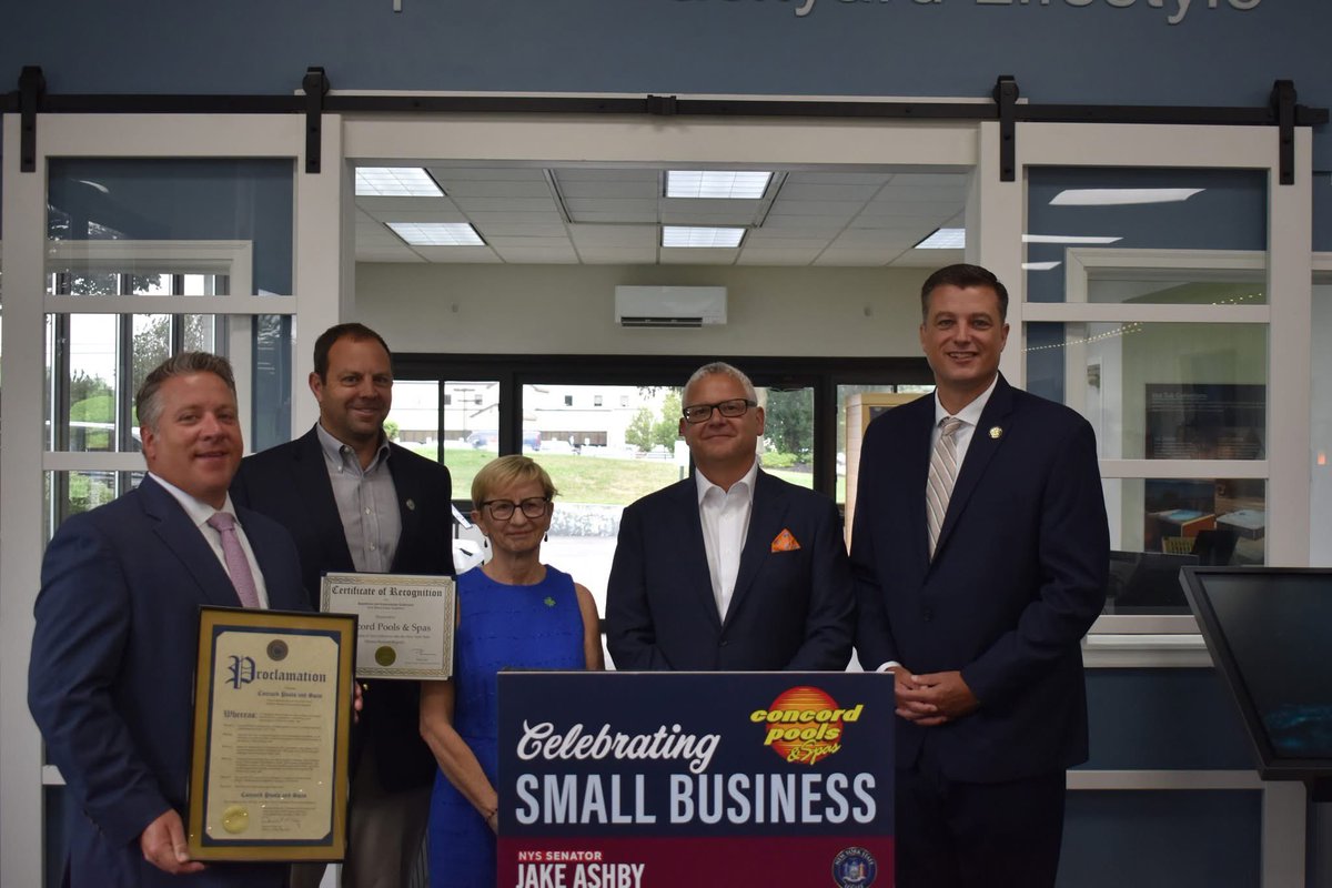 MCCoyCountyExec's tweet image. For over 50 years, Concord Pools and Spas has established itself as the premier pool installer in the area. Today I presented the owner, Jon Foshee, with a proclamation to celebrate their induction into the New York State Historic Business Preservation Registry. I want to thank…