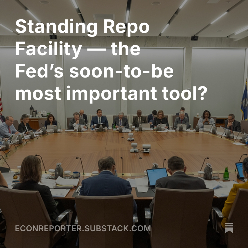 cloudyip's tweet image. 🔔🔔🔔
Here is my long-form article on question of why Standing Repo Facility may potentially be one of the most important tools for the Federal Reserve in the post-QT era, featuring @DavidBeckworth
@dandolfa's excellent insights ‼️‼️
👉 econreporter.substack.com/p/standing-rep…