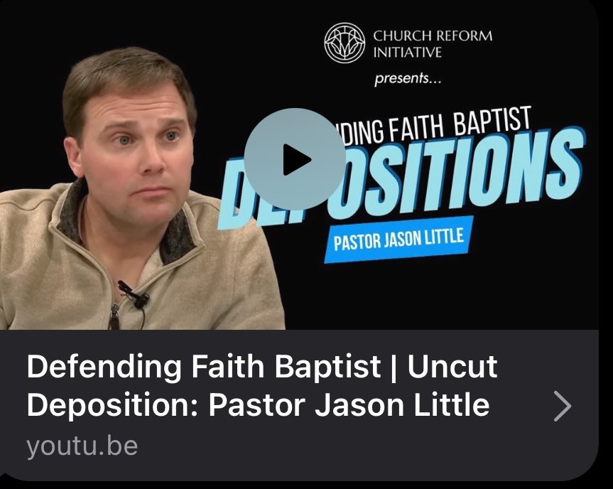 Church_R_I's tweet image. 🎥 The full, unedited deposition of Jason Little in the matter of Faith Baptist of Knightdale, N.C., Inc., is now available on our YT channel from our Defending Faith Baptist series.
** Due to the original quality of the depositions, some devices may experience audio issues.…