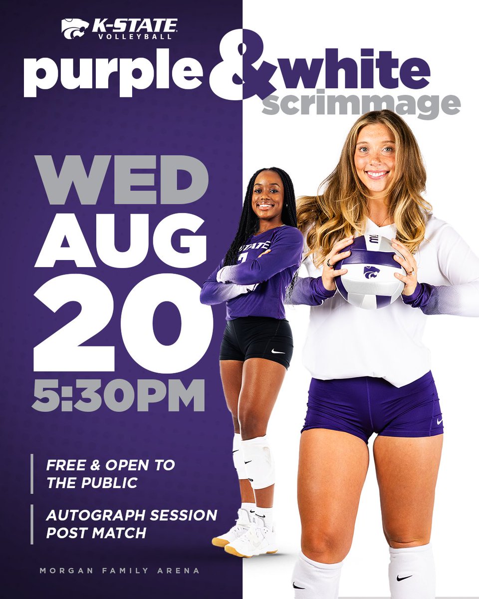 𝐩𝐮𝐫𝐩𝐥𝐞 &amp; 𝐰𝐡𝐢𝐭𝐞

Be there❕❕

🗓️ Wednesday, August 20 | 5:30 PM
🎟️ FREE 
📄 k-st.at/VBscrimmage