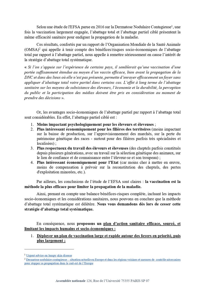 ManonMeunier_UP's tweet image. Dermatose Nodulaire Contagieuse : il faut sortir de la stratégie d'abattage total systématique délétère.
Madame @AnnieGenevard, il faut venir constater la situation sur le terrain.
Notre plan d'action sanitaire, en lettre ouverte à la Ministre de l'Agriculture 👇
