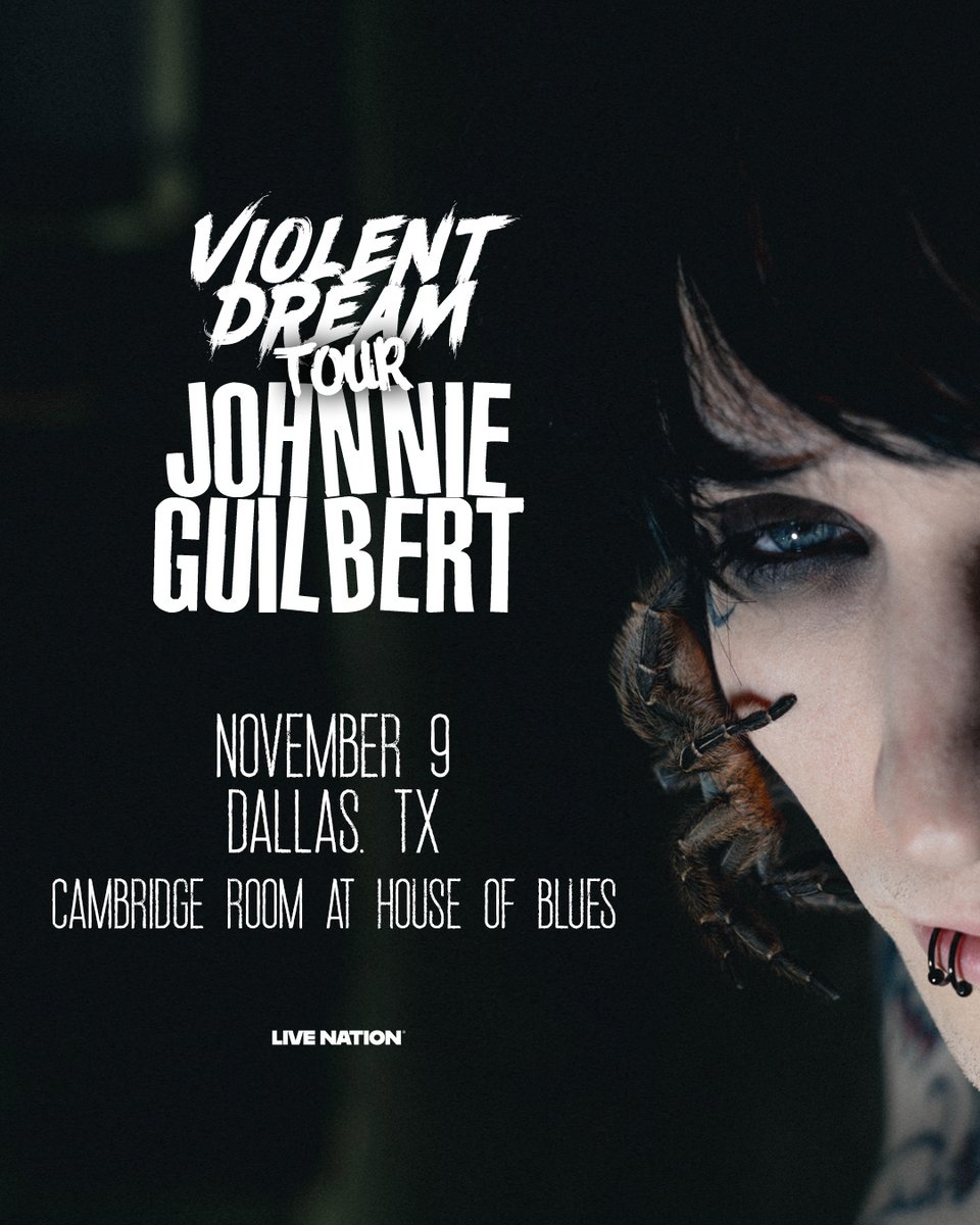 HOBDallas's tweet image. JUST ANNOUNCED 🥀 @JohnnieGuilbert – Violent Dream Tour in Cambridge Room on November 9th!
🖤 Presale: Weds, 7/23 @ 10AM (PW: LIGHTS)
🖤 On Sale: Friday, 7/25 @ 10AM
🎫 livemu.sc/46fGisW