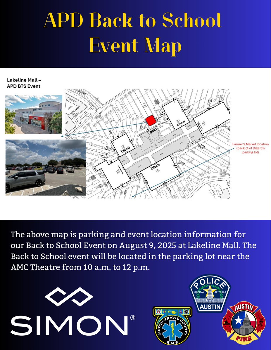 Austin_Police's tweet image. Join us on August 9, 2025, for a FREE Back to School Event for school supplies, a bike & helmet giveaway from APD Operation Blue Santa, and meet your local first responders from APD, AFD, EMS! Check out the attached flyer for all of the details!