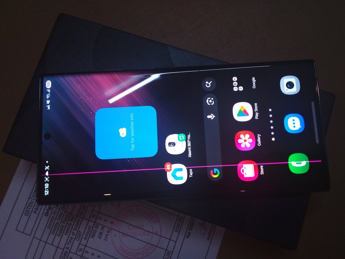 Amal P Mathew (@w3amal) on Twitter photo <a href="/SamsungIndia/">Samsung India</a>,After the latest update, a pink line appeared on my Galaxy S22 Ultra screen.
No physical damage,this happened on its own.
Really disappointed this is happening to a flagship phone.
I’m requesting a free screen replacement.
#GalaxyS22Ultra <a href="/nch1915/">National Consumer Helpline</a> <a href="/jagograhakjago/">Consumer Affairs</a> <a href="/SamsungIndia/">Samsung India</a>,After the latest update, a pink line appeared on my Galaxy S22 Ultra screen.
No physical damage,this happened on its own.
Really disappointed this is happening to a flagship phone.
I’m requesting a free screen replacement.
#GalaxyS22Ultra <a href="/nch1915/">National Consumer Helpline</a> <a href="/jagograhakjago/">Consumer Affairs</a>
