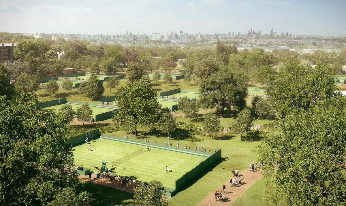 TheB1M's tweet photo. Controversial plans for an 8,000-seat new show court at Wimbledon are set to proceed after the UK’s High Court today rejected a legal challenge by the campaign group Save Wimbledon Park.

The plans were approved by the Greater London Authority last year, despite several thousand objections. Designed by Allies and Morrison, the venue will join the large Centre Court and No.1 Court arenas that already stand on the famous site.

Featuring a retractable roof, the new venue has been carefully designed to minimise its impact on the surrounding parkland.

Despite that, much of the opposition to the new court — and wider expansion of the site — centred around the development of Wimbledon Park, a Grade II listed Registered Park and Garden that was landscaped by Capability Brown in the 18th century.

Save Wimbledon Park has indicated that it will challenge today’s High Court ruling. 

Alongside the new permanent arena an additional 38 tennis courts are also planned but with temporary seating and careful positioning within the landscape.

Completion of the new court will enable the All England Lawn Tennis Club to move its qualifying tournament from Roehampton to the main Wimbledon site.

📷 Allies and Morrison