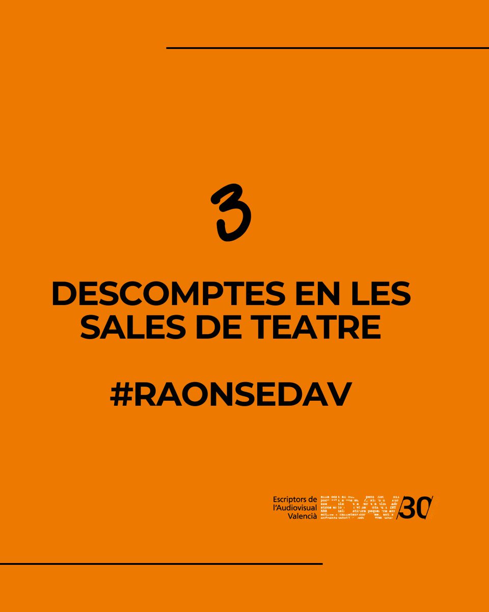 #RaonsEDAV 3️⃣
🎭 Amb la Federació d'Espais Teatrals Independents (FETI), els nostres socis disposaran de descomptes en les sales de teatre: Carme Teatre, Espai Inestable, Teatre Circulo i la Columna Teatre del Port de Sagunt. 

👉ASSOCIA’T! 
edav.es/associat/
