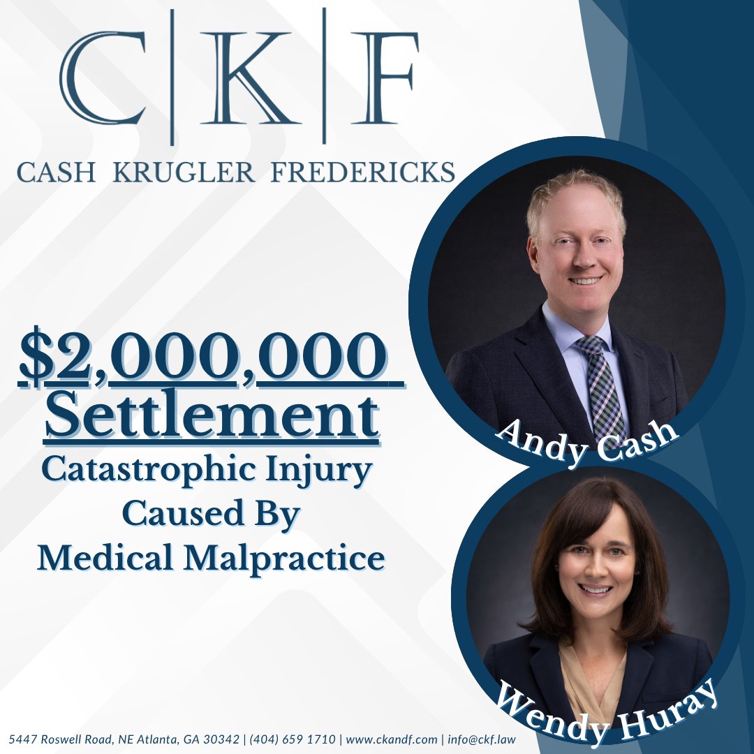 CKandF's tweet photo. Our client suffered a significant hand injury due to medical malpractice. Attorneys Andy Cash and Wendy Huray successfully secured a settlement to help her move forward in recovery.
#CKandF #MedicalMalpractice #Settlement #AtlantaLaw #FightingToMakeItRight https://t.co/8HWohA4MZY