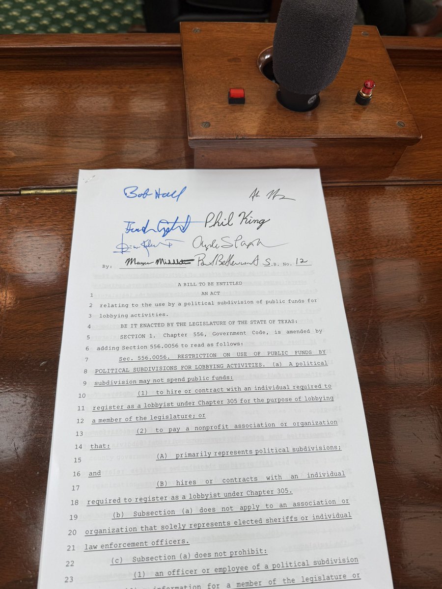 I just filed SB 12 the Ban on taxpayer funded lobbying, let’s drain the swamp, defund the the deep state and get SB 12 passed! Thank you <a href="/GregAbbott_TX/">Greg Abbott</a> for putting the ban on taxpayer funded lobbying on the agenda and <a href="/DanPatrick/">Dan Patrick</a> for making this bill a priority of the Senate!