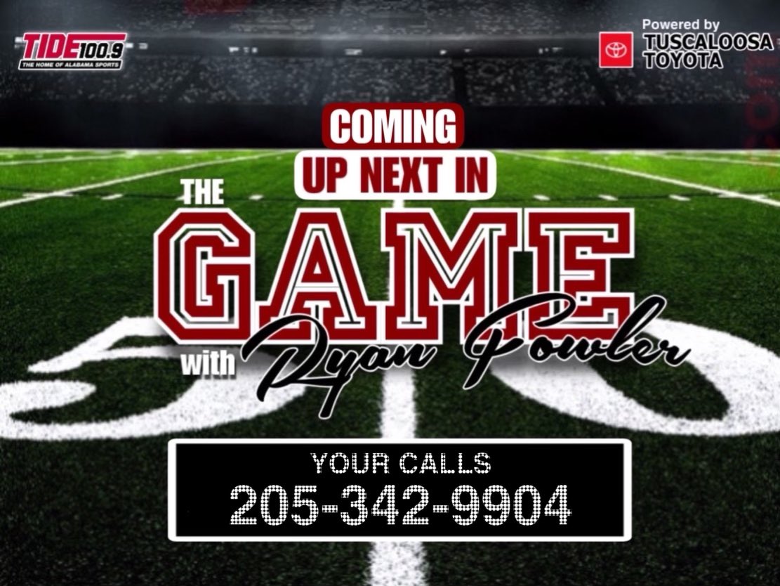 RyanCFowler's tweet image. Talking Alabama projections next with @CFBMaxChadwick from @PFF_College next in Tuscaloosa
On @TheGAMEon1009 with @RyanCFowler
Listen live on tide1009.com/listen-live/po… or via the Tide 100.9 app
