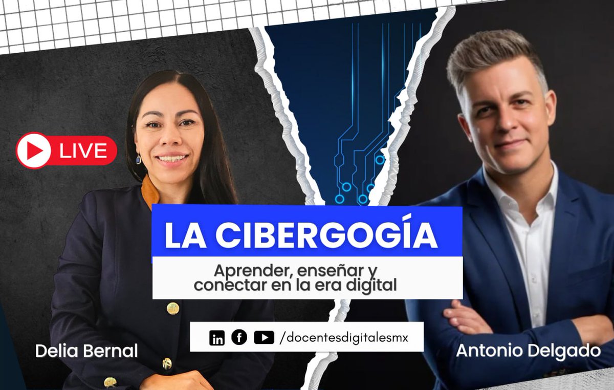 ¿Qué es la cibergogía y cómo transforma la enseñanza en la era digital? 🌐📚  mañana, acompáñanos a descubrirlo 🎥
🕖 7pm (CDMX)  📍 YouTube ▶️ | Facebook 📘 | LinkedIn 💼  🔗 /docentesdigitalesmx
📍Regístrate docentesdigitales.mx/evento/que-es-…
#educacion #docentes #inteligenciaartificial