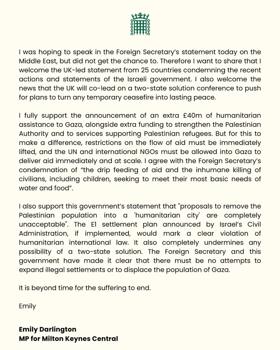 My thoughts on the Foreign Secretary’s statement on the Middle East this evening 👇