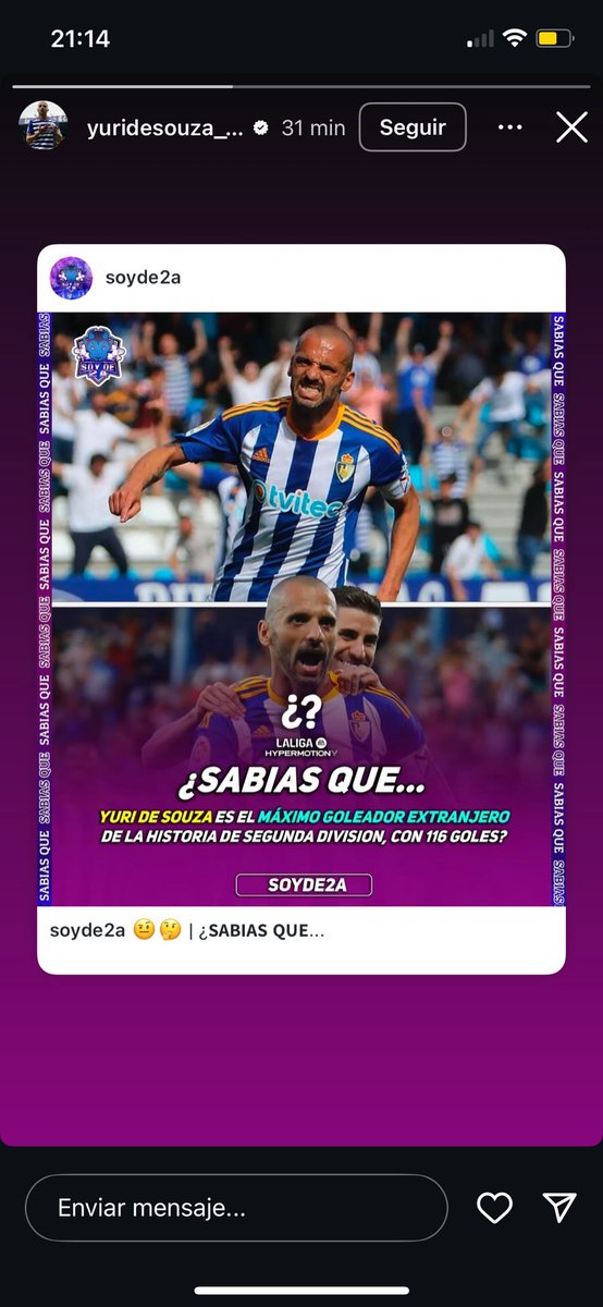 🤪 Alguna cosita se estará haciendo bien con la cuenta ( <a href="/soyde2a/">Soyde2a</a> ) cuando no paramos de crecer y hasta los jugadores te suben a sus stories 🙌