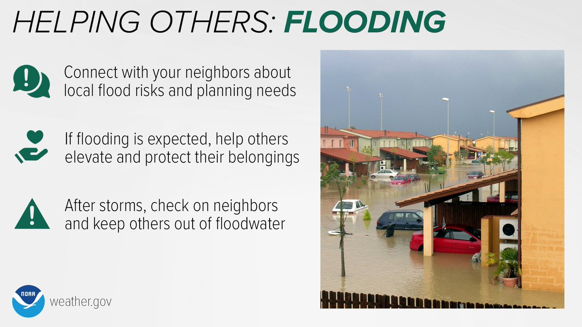Readygov's tweet image. When your area is at high risk for floods, make sure to check on your neighbors and help other members of the community mitigate any potential damage. Heavy rains are expected in the Upper Midwest today through Wednesday. Prepare now to keep you and your community safe.