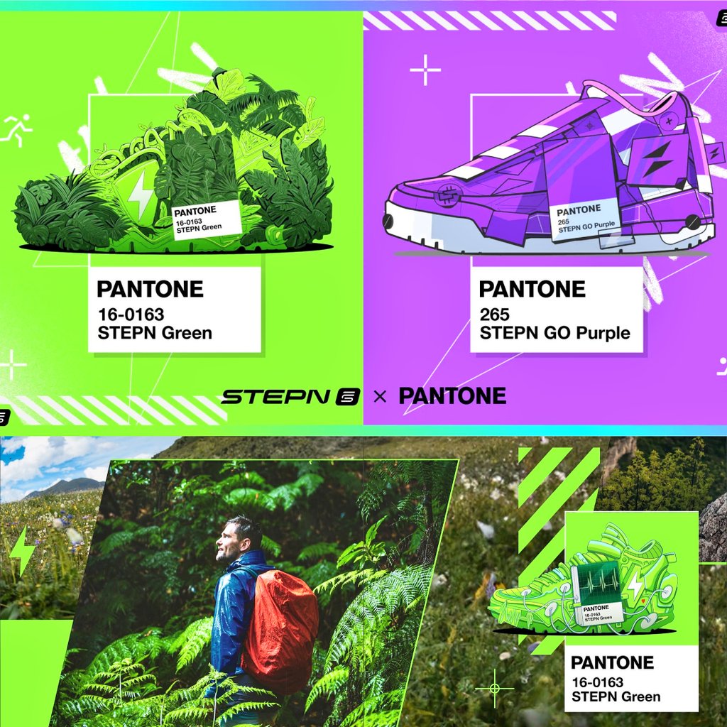 Pouya_n0's tweet photo. 🚨 Big news! FSL has partnered with @pantone the world’s color authority

Introducing:
🟢 #STEPN Green (PANTONE 16-0163) – fresh, bold, full of energy
🟣 #STEPNGO Purple (PANTONE 265) – vibrant, fearless, digital-native

These iconic colors debut in Web3 with our Genesis Sneakers https://t.co/wLGXs1ovKW