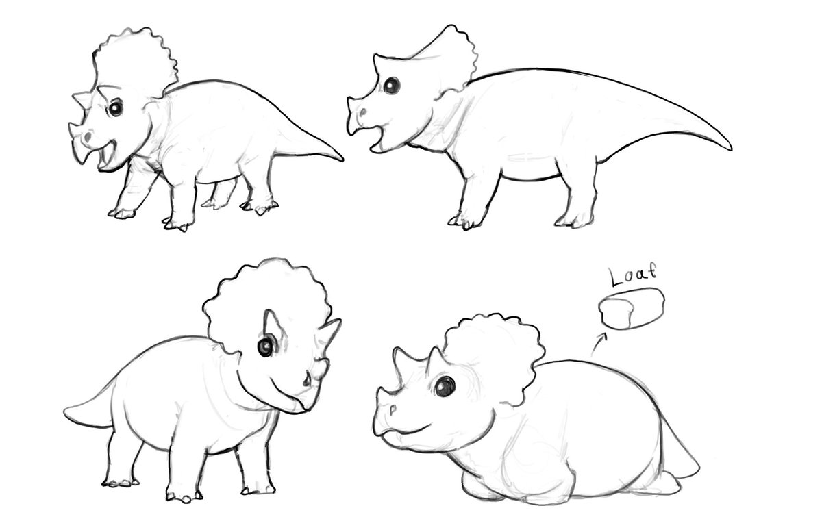 DTakeji's tweet image. Baby trike character sketch study for fun
#dinosaur #paleoart