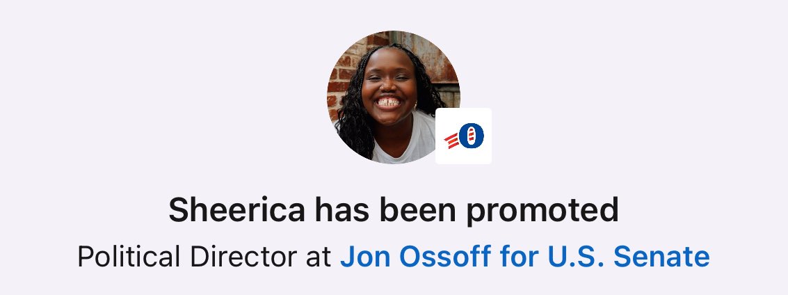 Some news ✨

Overjoyed to step into this leadership role for my day one boss. 

Keeping the main thing the main thing! 

#Ossoff2026