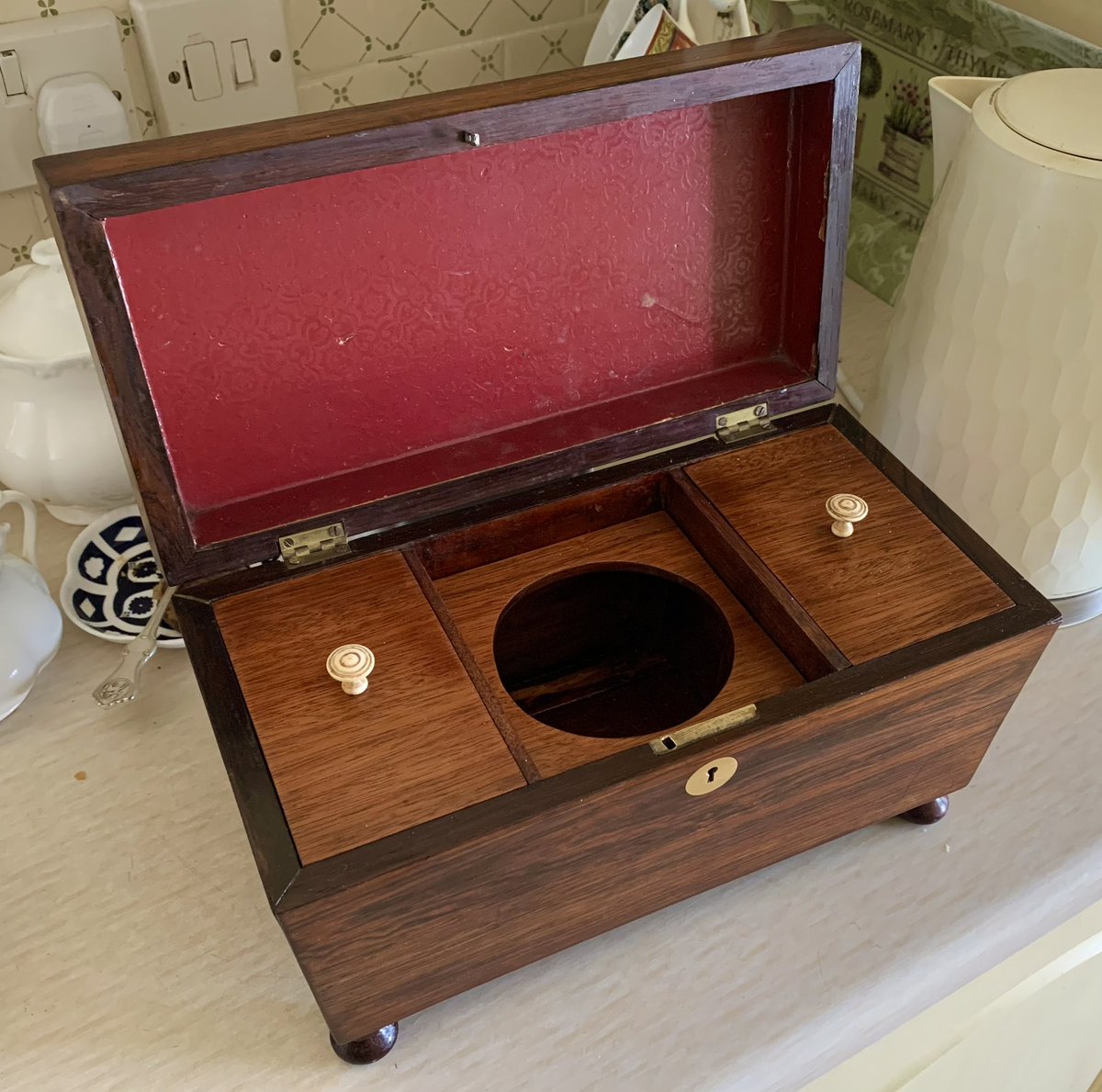 2016industrial's tweet image. A badly damaged Victorian Tea Caddy needed a rebuild. #restoration #workshop #antique #teacaddy #repair