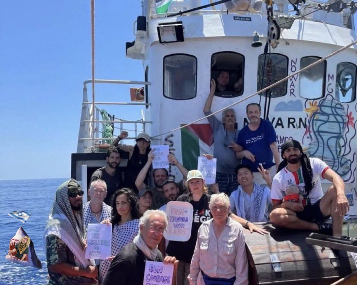 ShutupLyle's tweet image. Aside from getting attacked by a Zionist shark, this flotilla has been smooth sailing. I can’t wait to deliver over 6 pounds of aid to Ghaazzzaaa