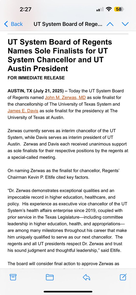 edwonkkimmy's tweet image. Wow. Zerwas as chancellor. And I don’t say that in a bad way. More like a “we knew him when” way. #txlege
