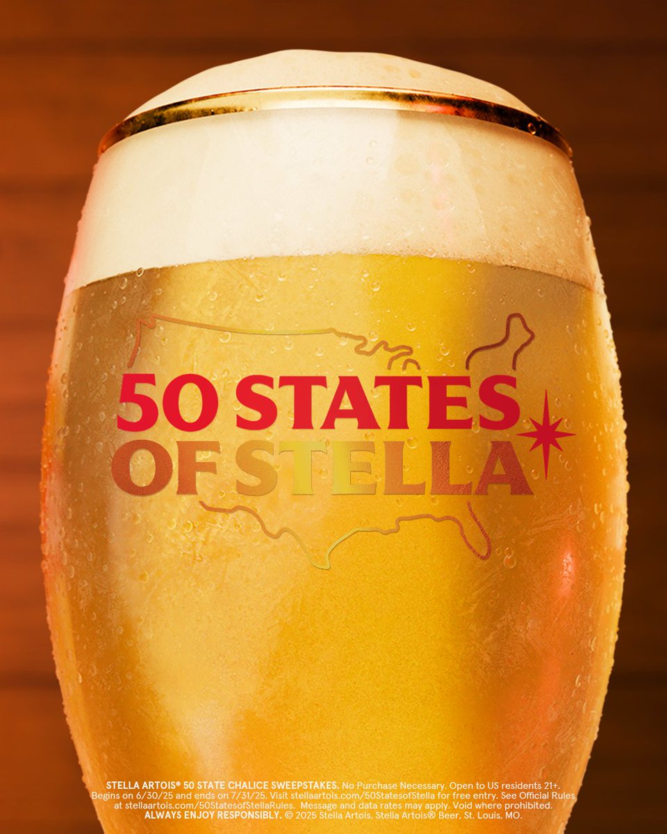 StellaArtois's tweet image. Don’t forget, you could win a limited-edition state chalice.
Enter by 7/31 for a chance to win: stellaartois.com/50StatesofStel…