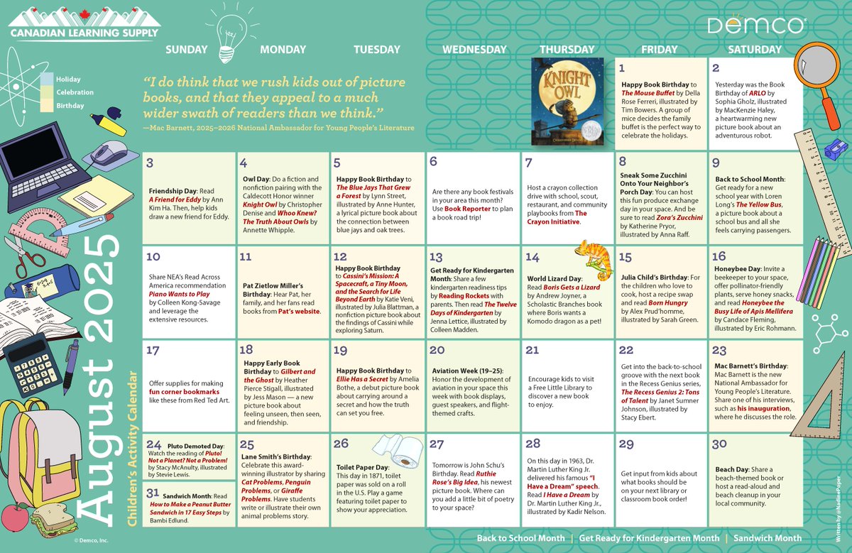 The start of school is just around the corner! Prepare kids for another year of learning by celebrating Back-to-School Month and Friendship Day. Enhance August’s fun with themed bookmarks and other special incentives from Upstart!

Download Your Calendars Today!