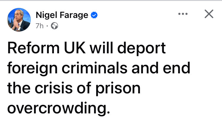UK_Needs_Reform's tweet image. Would you support Nigel Farage on deporting foreign criminals...🤔