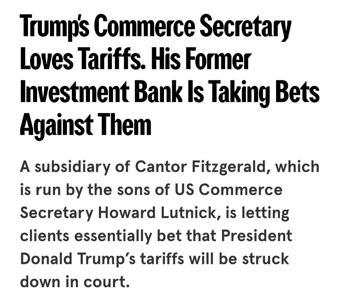 SpencerHakimian's tweet image. Cantor Fitzerland, the company being ran by Howard Lutnick’s 2 sons, is now buying rights to tariff refunds from small companies that cannot afford to wait a year for either the courts or Trump himself to overrule these tariffs.
Poor people selling their hard earned money for…