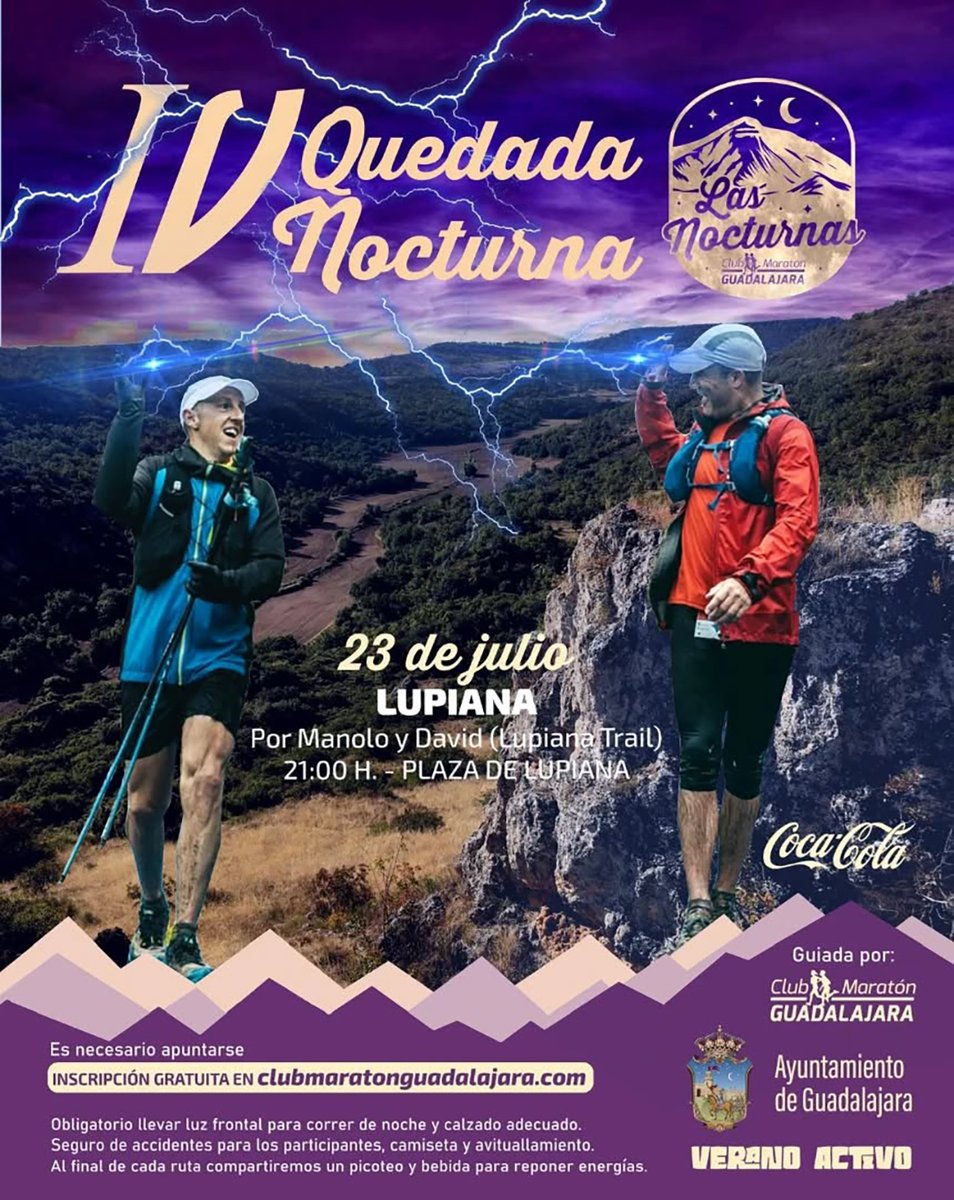 🏃🏼‍♂️ IV Quedada Nocturna Club Maratón Guadalajara  @lupianatrail

🗓 Miércoles 23 de julio
🕘 Salida: 21:00 h
📍 Lugar: Lupiana
📏 10 km aprox.

#NocturnasGuadalajara #ClubMaratónGuadalajara #TrailRunning #HotelGuadalajara #hotelguadalajaraconferencecenter #AffiliatedByMelia