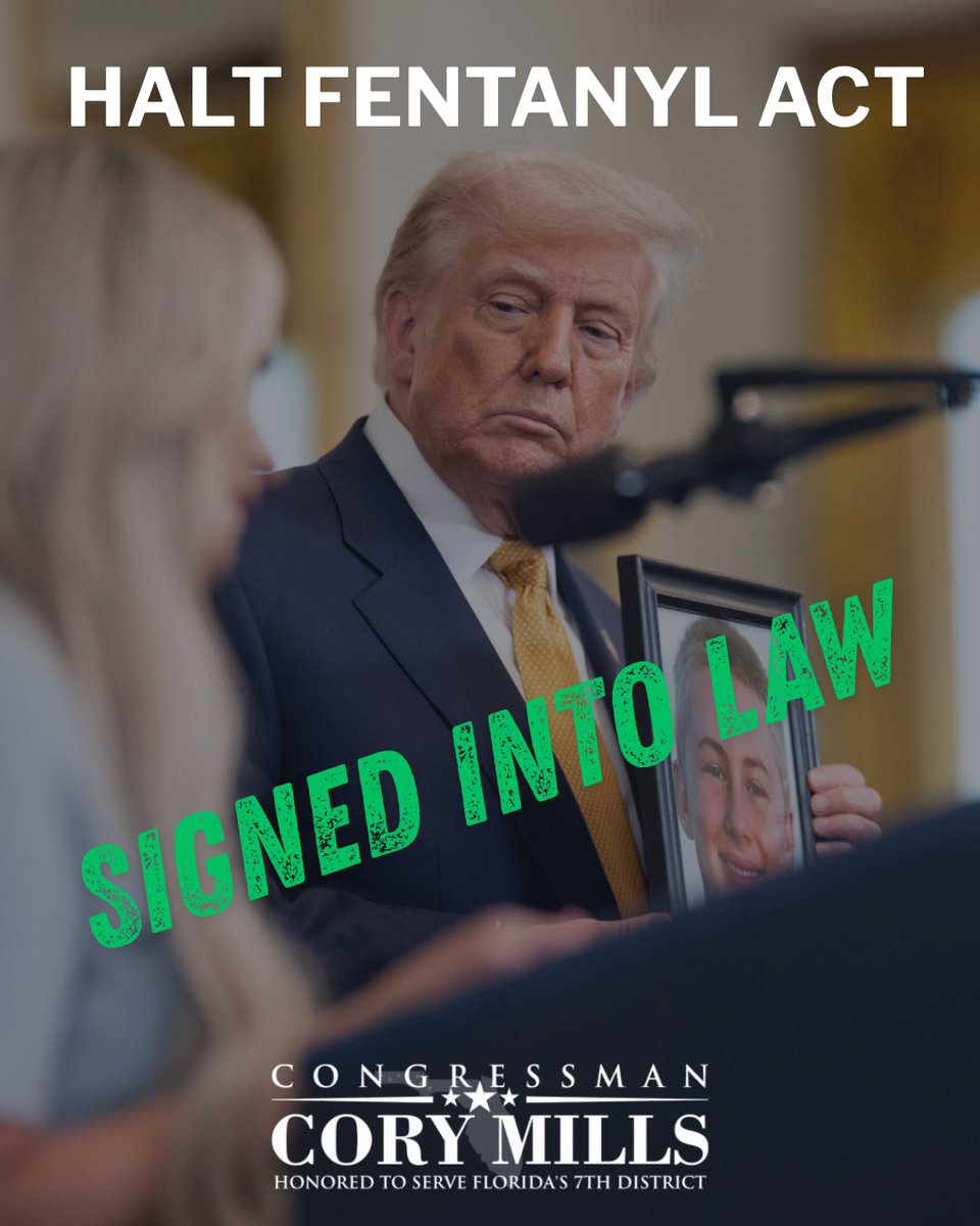 RepMillsPress's tweet image. Last week President Trump signed the Halt Fentanyl Act into law. I have seen firsthand the devastating impact of fentanyl on our communities.
This legislation empowers law enforcement to combat the fentanyl crisis by permanently classifying fentanyl-related substances as…