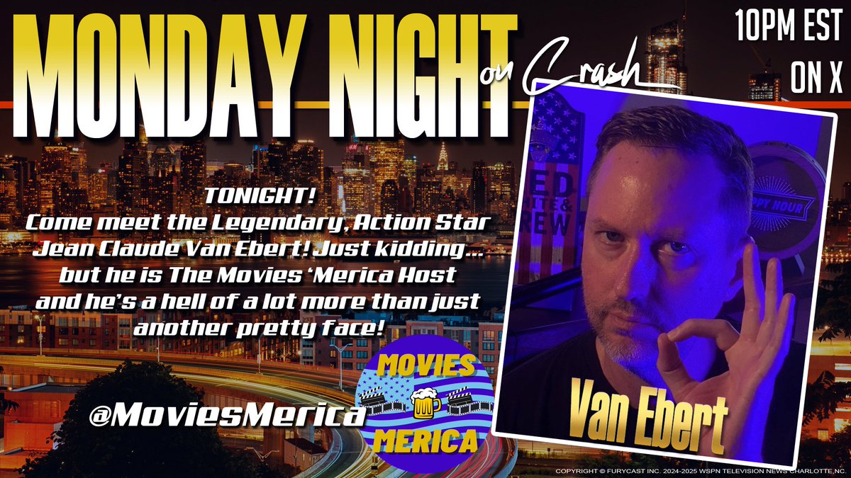 CrashatNight's tweet image. Tonight: We're joined by a man who single handedly stopped a plot to destroy the entire 6th Fleet in 2024 using only a small Iranian fishing vessel and a goat!
He's also the mild-mannered host of @MoviesMerica, and he's here tonight! The incredible, Van Ebert! Only onโฆ
