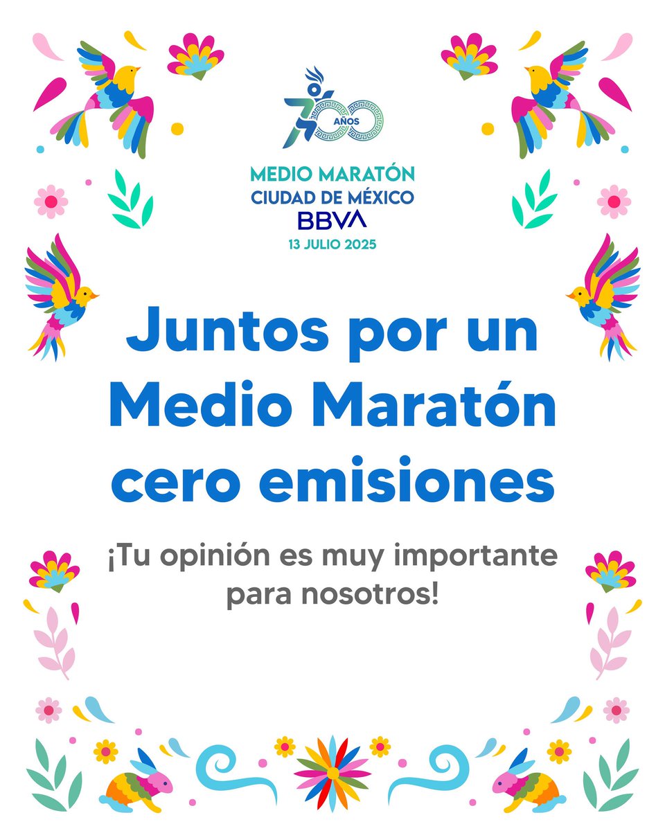 🌱 Queremos saber, a través de ti, cuál fue la huella de carbono generada en el Medio Maratón de la Ciudad de México BBVA 2025.🌎
Tu experiencia nos ayuda a seguir mejorando y cuidando el planeta. 🍃❤️

Formulario👉: forms.gle/yGBydqRbpSqa6S…
¡Gracias por ser parte del cambio! ♻️
