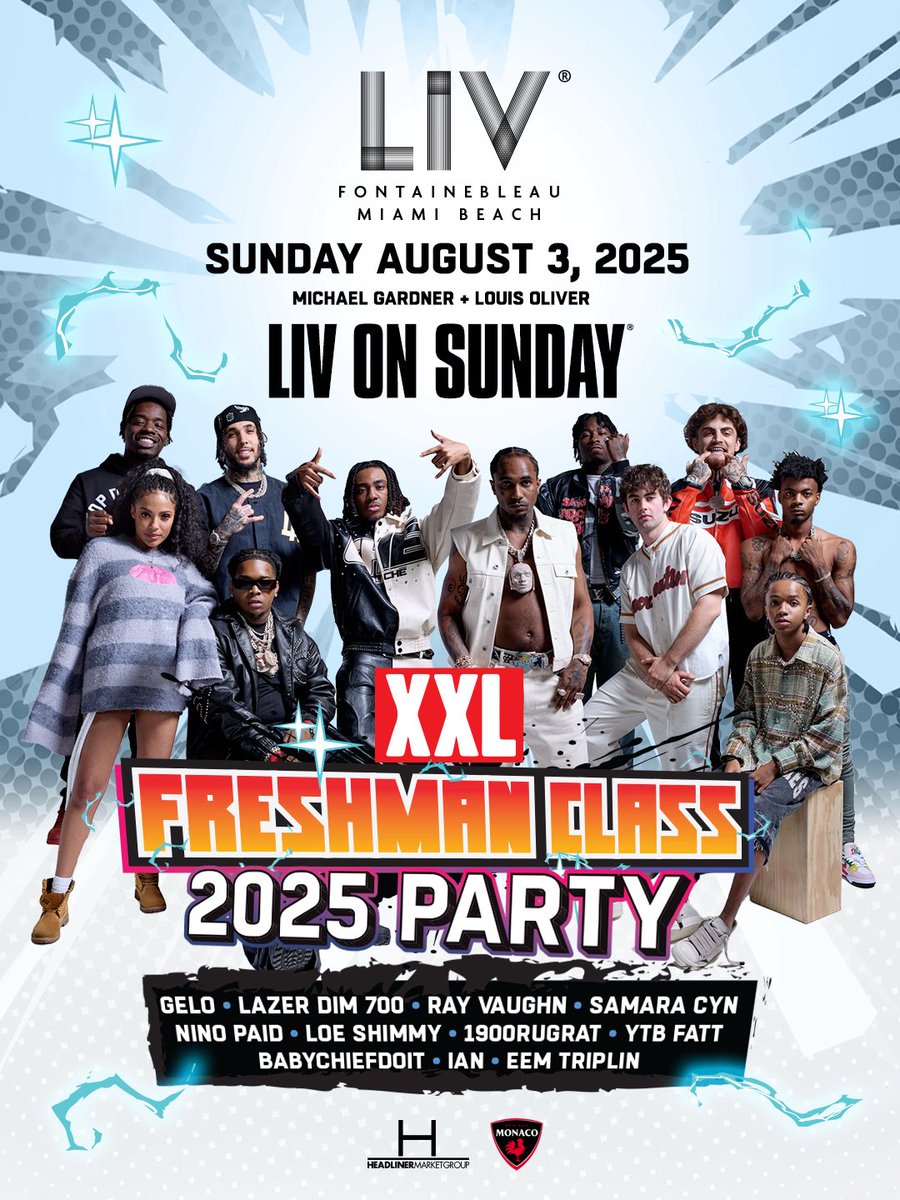 LIV (@livmiami) on Twitter photo Whoโs ready? <a href="/XXL/">XXL Magazine</a> Freshman Class Afterparty at LIV ON SUNDAY August 3rd
๐๏ธ livnightclub.com/miami/events Whoโs ready? <a href="/XXL/">XXL Magazine</a> Freshman Class Afterparty at LIV ON SUNDAY August 3rd
๐๏ธ livnightclub.com/miami/events