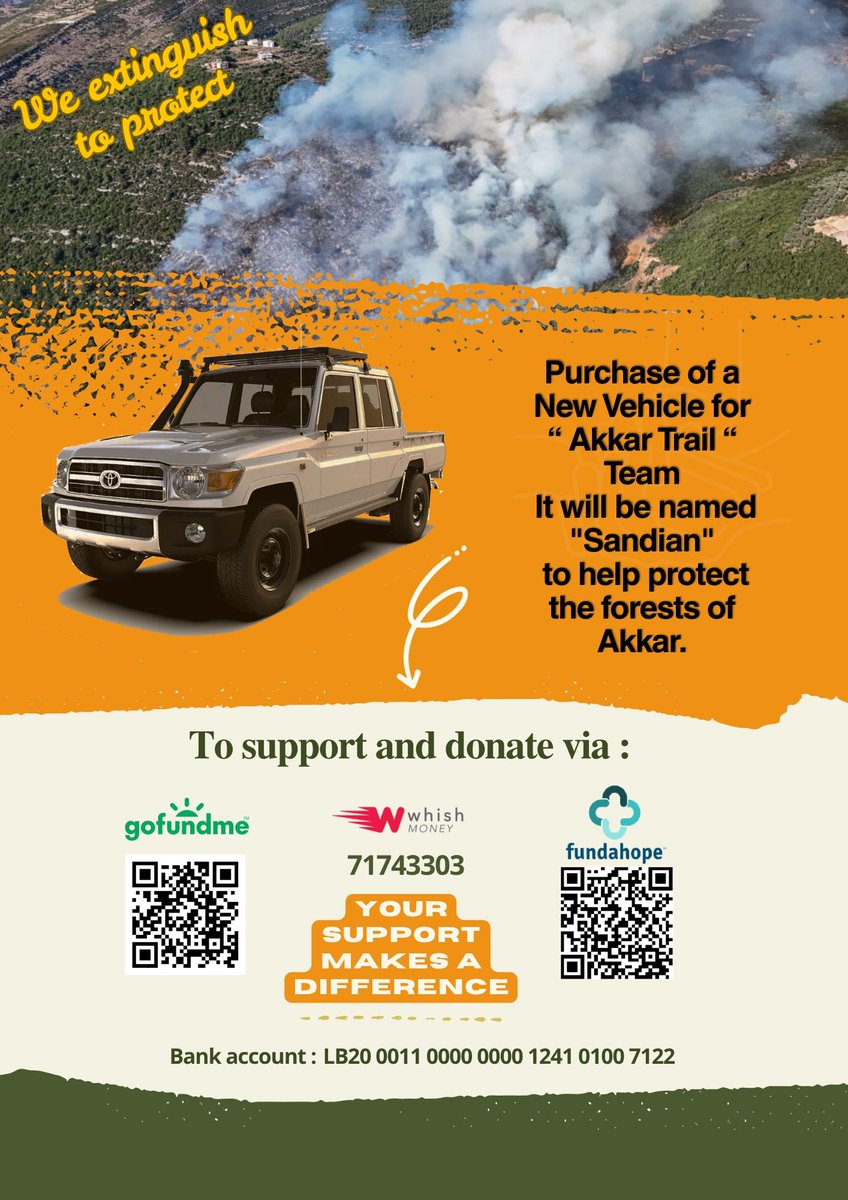 خلال ايام قليلة وصلنا الى ربع المبلغ المطلوب تقريباً، لقد اقترب فريقنا من العودة الى مهامه بشكل كامل، كن سنداً لنا وتبرع الآن:
Whish: 71743303
Gofundme: 
gofund.me/f638a92e
Fundahope:
fundahope.com/en/campaigns/l…

#درب_عكار #Akkartrail