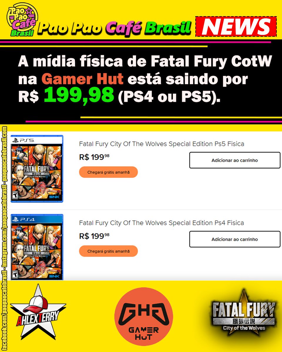 AhlexTerry's tweet image. A Gamer Hut está com uma promoção de Fatal Fury: City of the Wolves: A mídia física está saindo por R$ 199,98, tanto para o PS4 ou PS5.
Lembrando que o jogo já vem com a season pass 1 incluída, com Andy , Ken, Joe , Chun-Li e Mr.Big.
#CotW #FatalFury #SNK @GamerHutstore