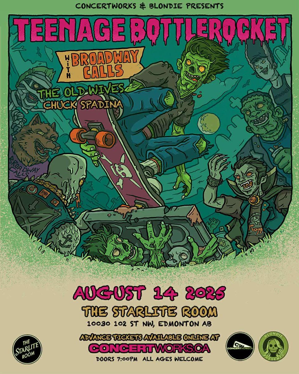 Opening up for Teenage Bottlerocket Aug 14th in Edmonton Alberta at the Starlite room! Check it out! Get your tickets!