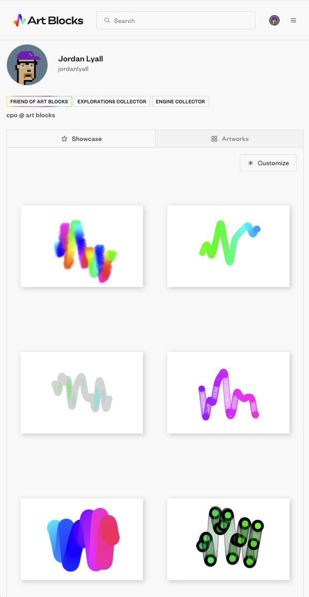 JordanLyall's tweet image. I love that you can now curate your Art Blocks collector profile.
Here's mine: artblocks.io/profile/jordan…