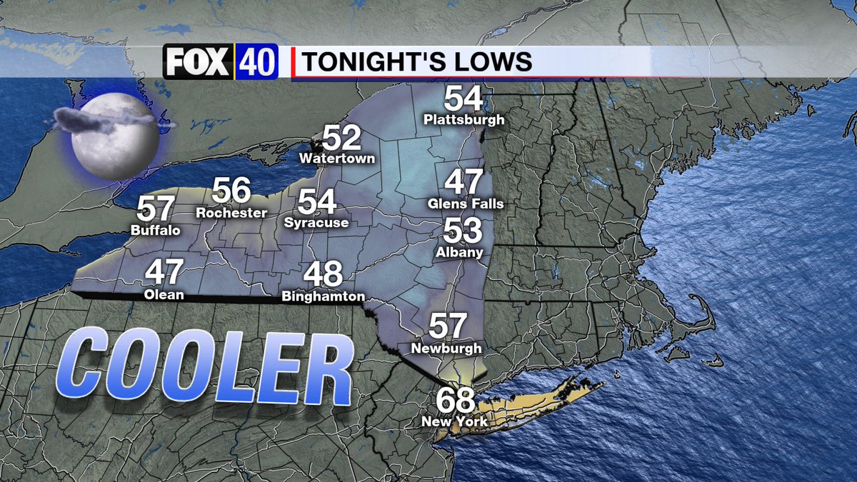 mark_tarello's tweet image. MUCH COOLER: Tonight is shaping up to be the coolest night so far this month with lows in the upper 40’s across the southern tier of New York! #NYwx