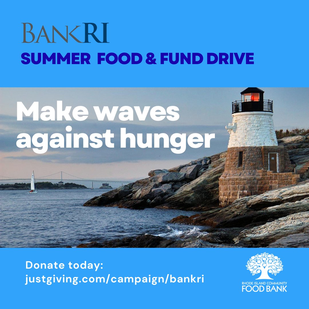 A staggering 38% of #RhodeIsland households face food insecurity. We need your support to make waves against hunger this summer with #BankRI’s annual food &amp; fund drive. Give online by Aug. 15: tinyurl.com/ynxhvwdr