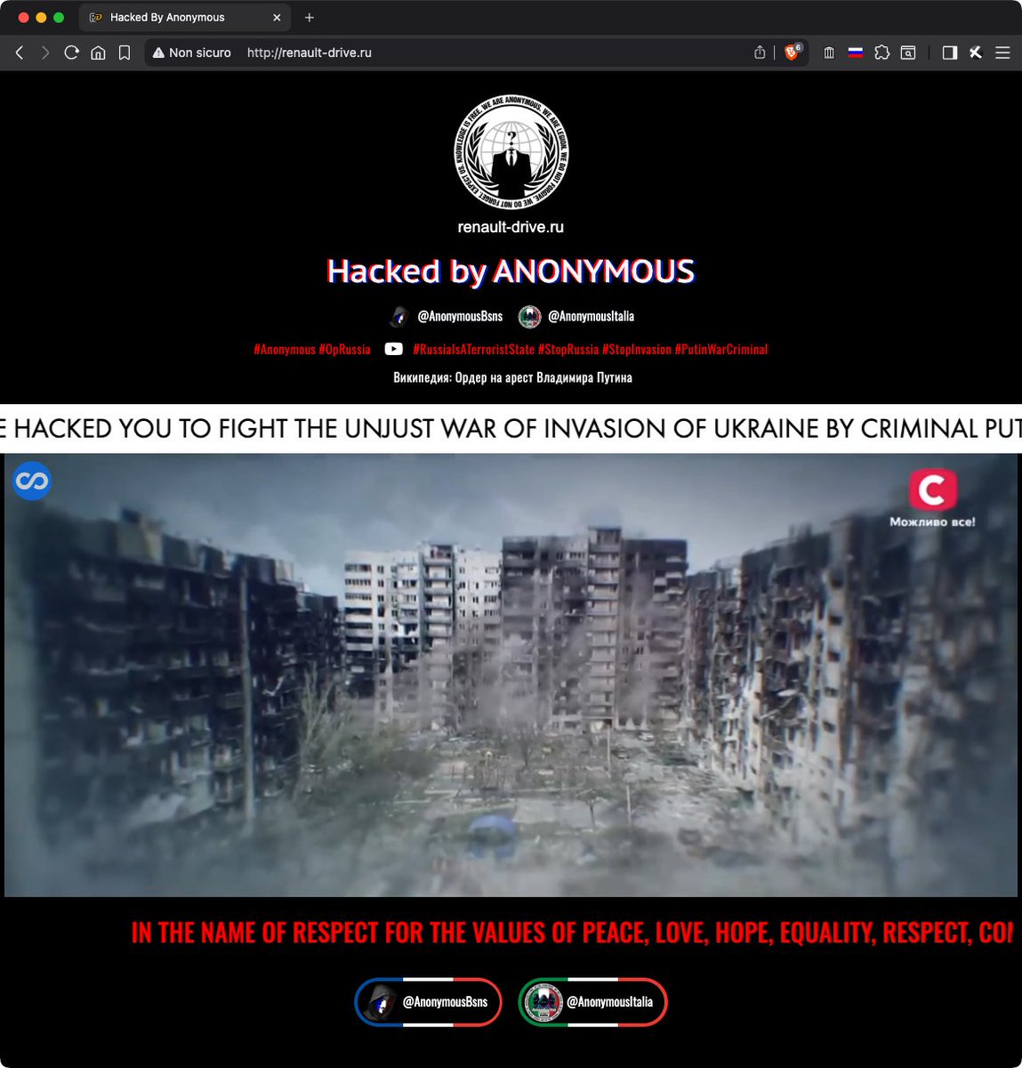 🇷🇺 renault-drive[.]ru website #Hack &amp; #Deface 

🗡 by #Anonymous 🇫🇷🤝🇮🇹 for #OpRussia 

🩶 No more webs for Russian
🇺🇦 In the Name of Freedom #FCKPTN

#RussiaIsATerroristState #StandWithUkraine #StopRussia #PutinWarCriminal #Anonymous #hacked #defaced #PWND