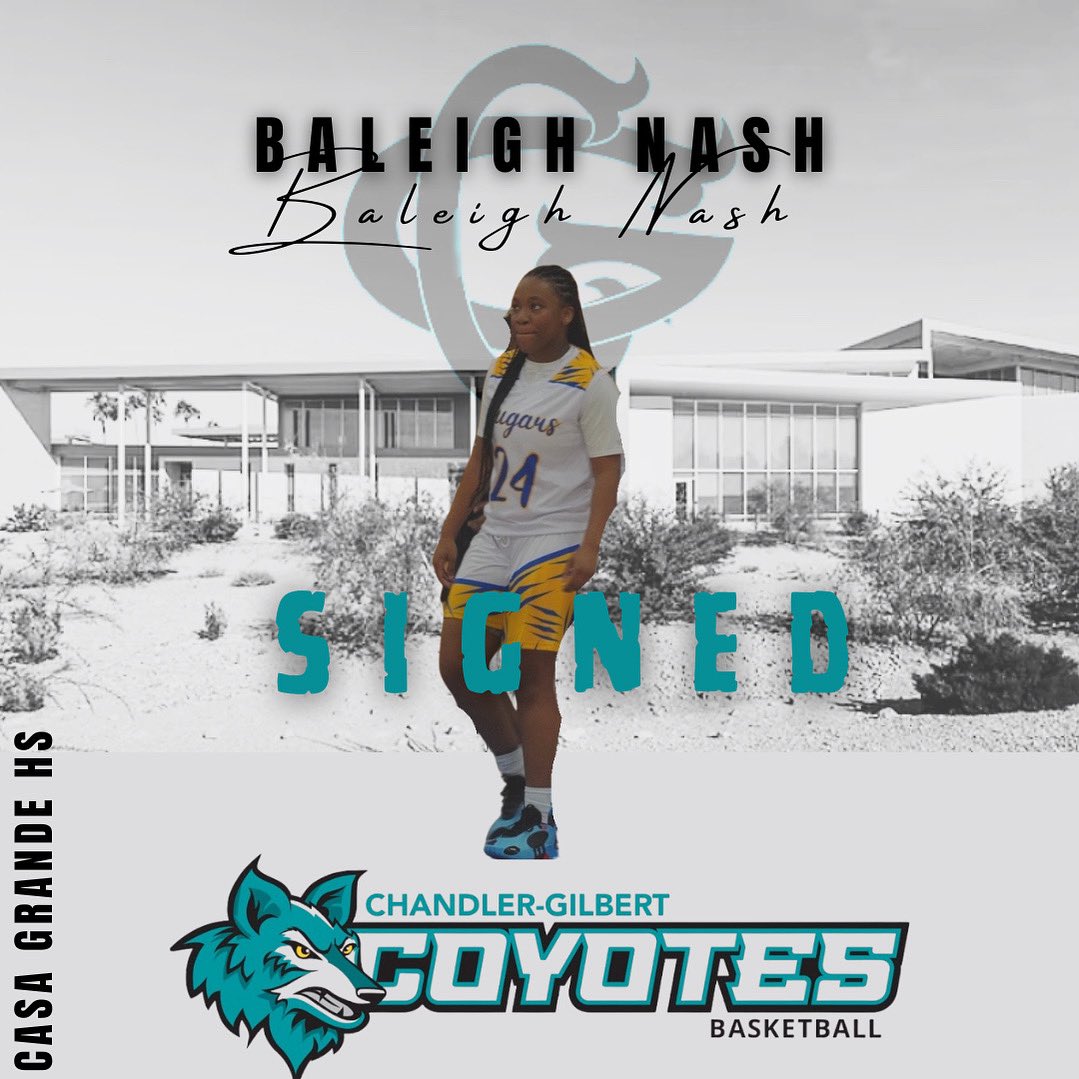 Welcome Baleigh Nash to our Family. She comes to us from Casa Grande, Arizona, where she played at Casa Grande HS.#CGCC #GoYotes #WinTheDay #WBB #Family #Smart #Tough #Discipline 🏀🐾🌵