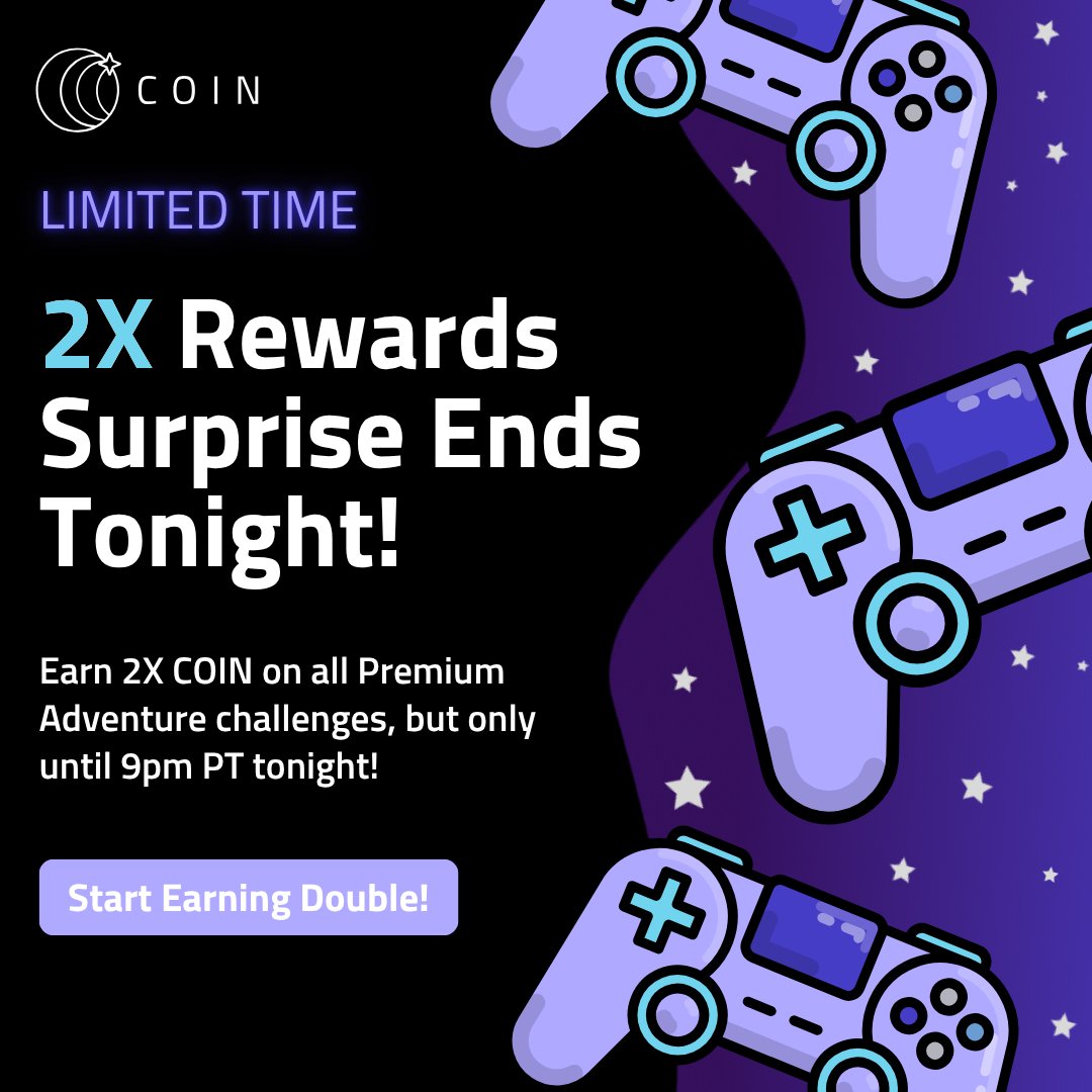 coin_with_us's tweet image. It’s your final shot to earn DOUBLE COIN on all Premium Adventure Challenges!
💥 Ends TONIGHT at 9 PM PT!
1. Open Rewarded Play
2. Tap Premium Adventures
3. Complete any challenge = 2X COIN 💰
Don’t let this surprise bonus slip away.!
🎮 Play now - my.coinapp.co/applink/premiu…