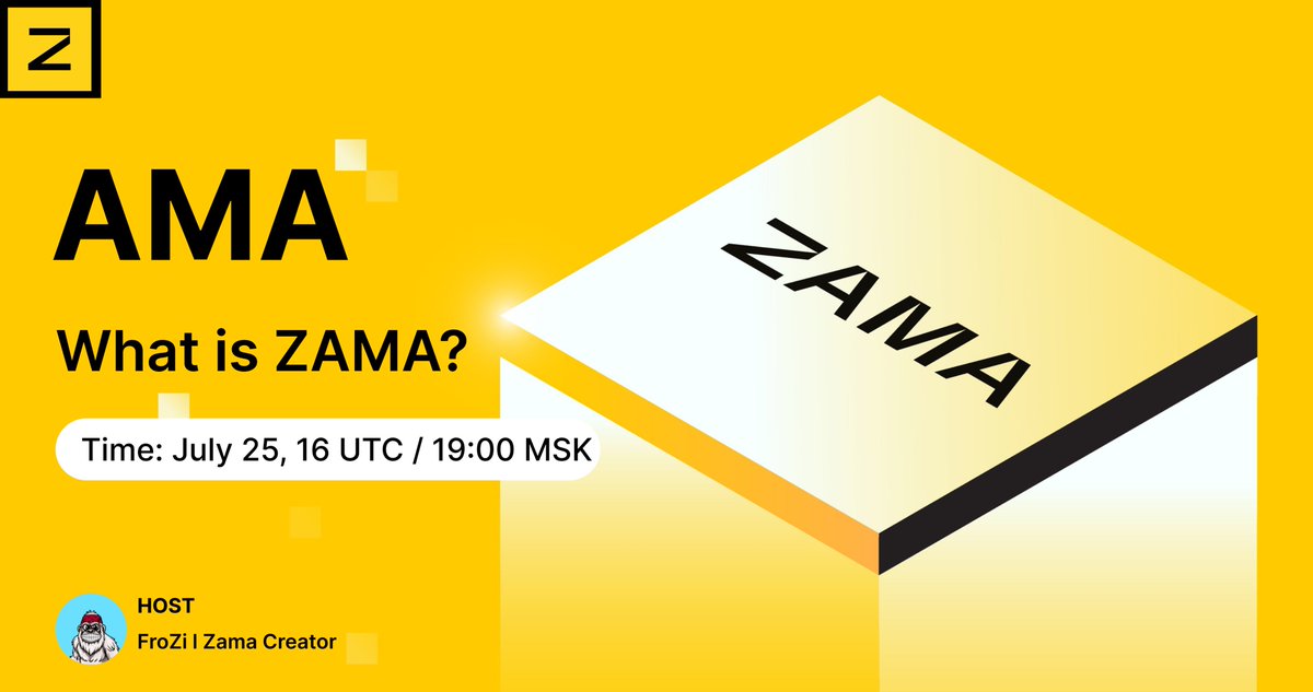 Fr0oZi's tweet image. Join us on Space on July 25, 2025 - we’ll talk about @zama_fhe , explain what it is and why it’s needed.
Space on my Twitter.