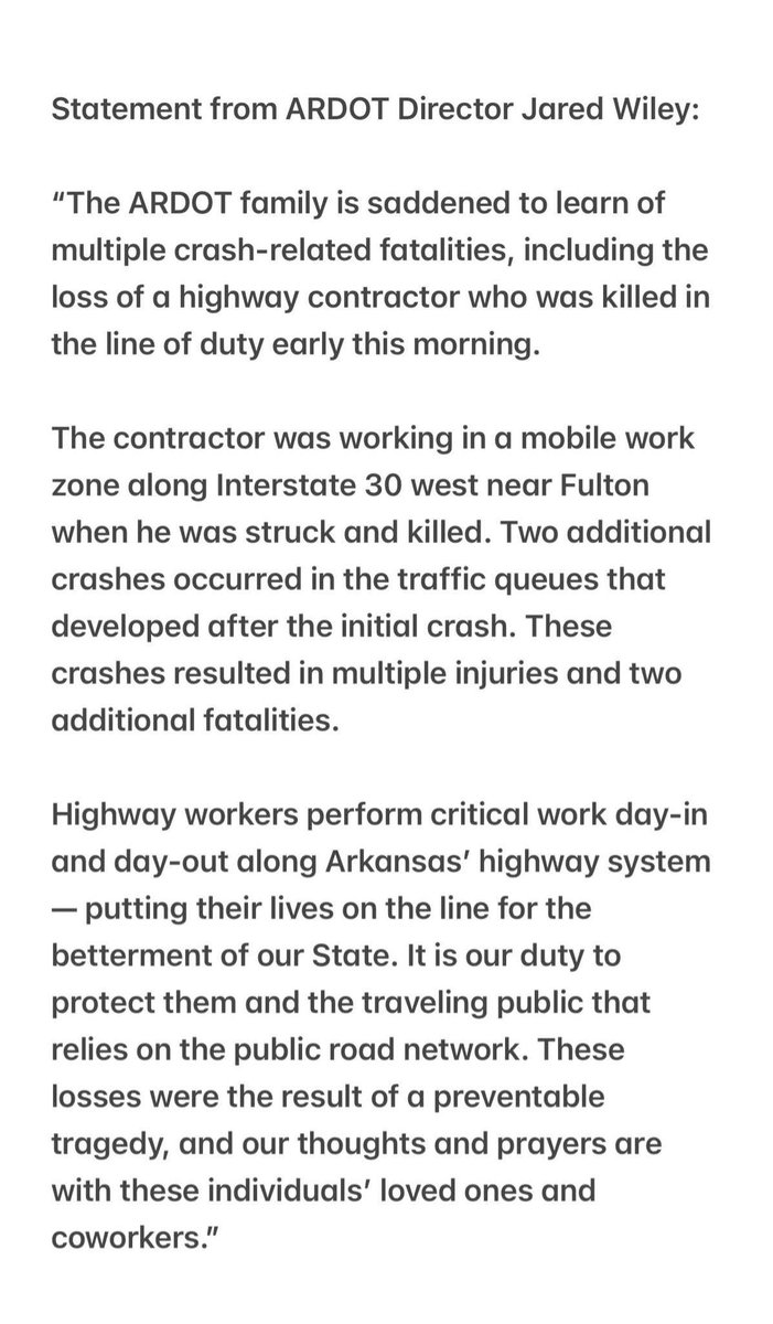 Statement from ARDOT Director Jared Wiley